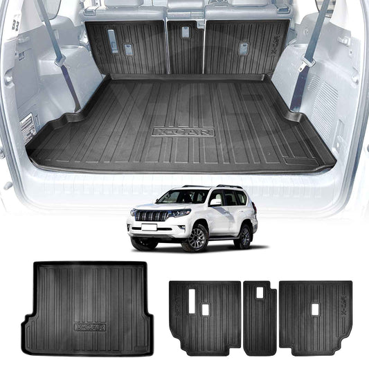 3D Boot Liner Back Seat Protector Combo for Toyota Prado 150 Series 7 Seats 2009-2024 Heavy Duty Car Kick Mats Cover Cargo Trunk Mat