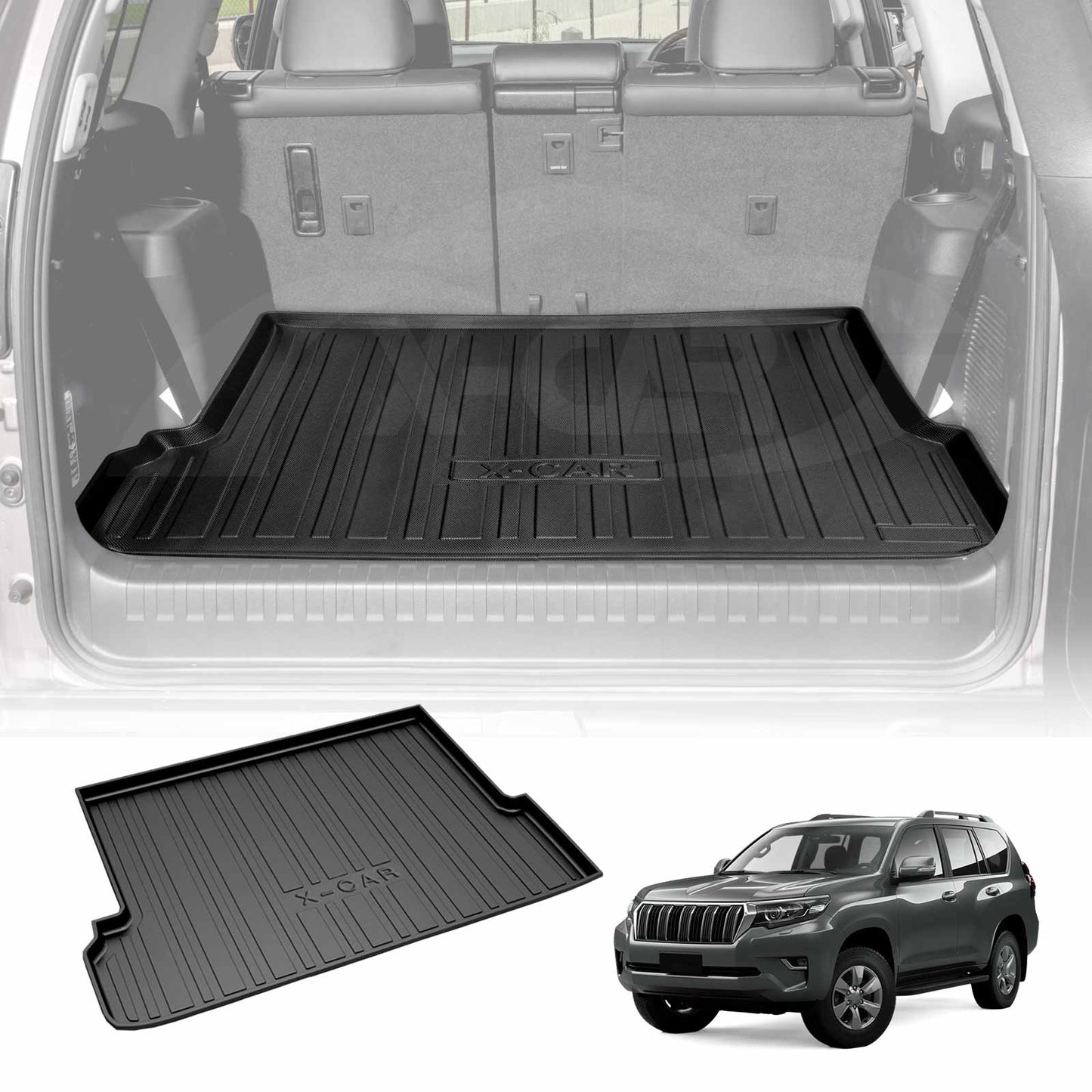 Cargo Rubber Waterproof Mat Boot Liner Cover Luggage Tray for TOYOTA PRADO 150 Series 7 Seater 2009-2024