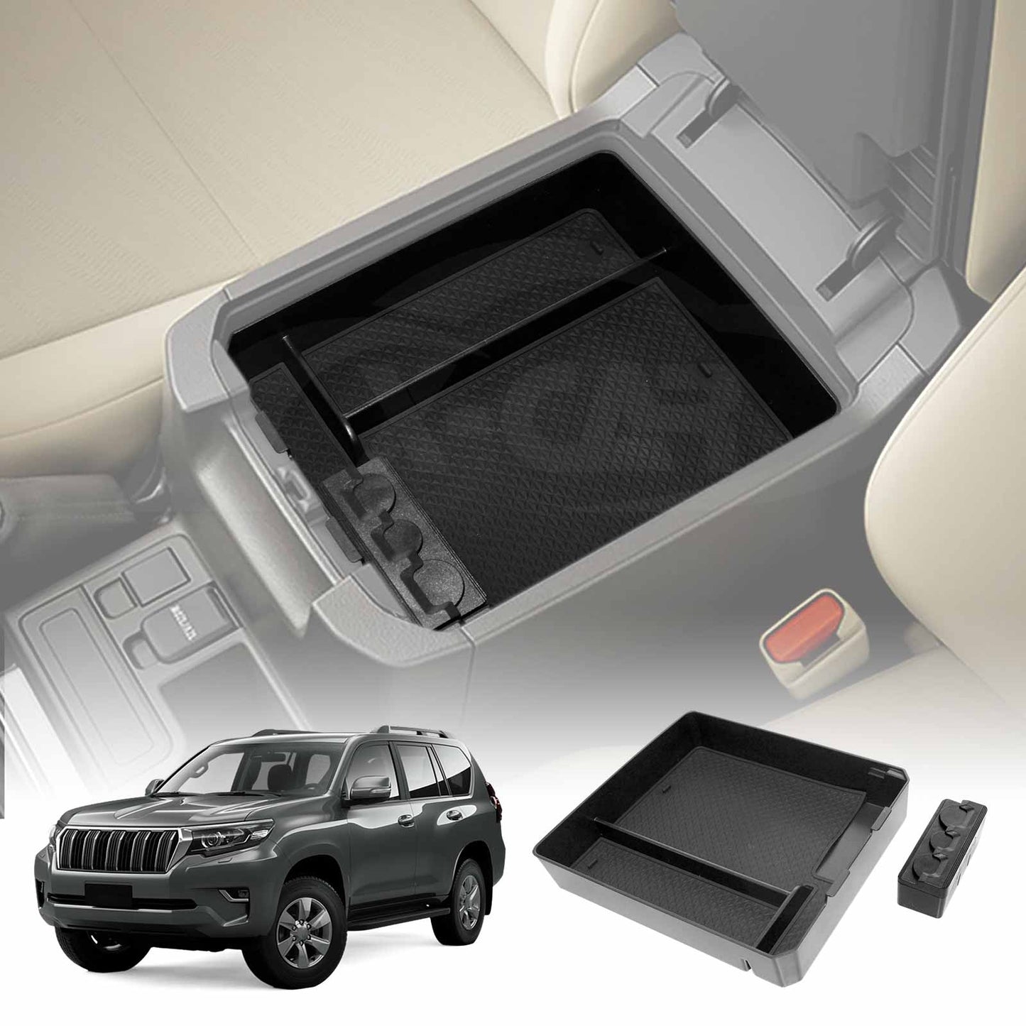 Centre Console Armrest Organizer Tray for Toyota Prado 150 Series 2009-2024 Storage Box Accessories
