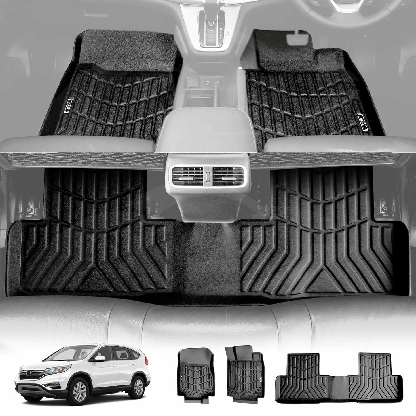 3D All-Weather Floor Mats for Honda CRV CR-V RM SUV 2012-2017 Heavy Duty Customized Car Floor Liners Full Set Carpet