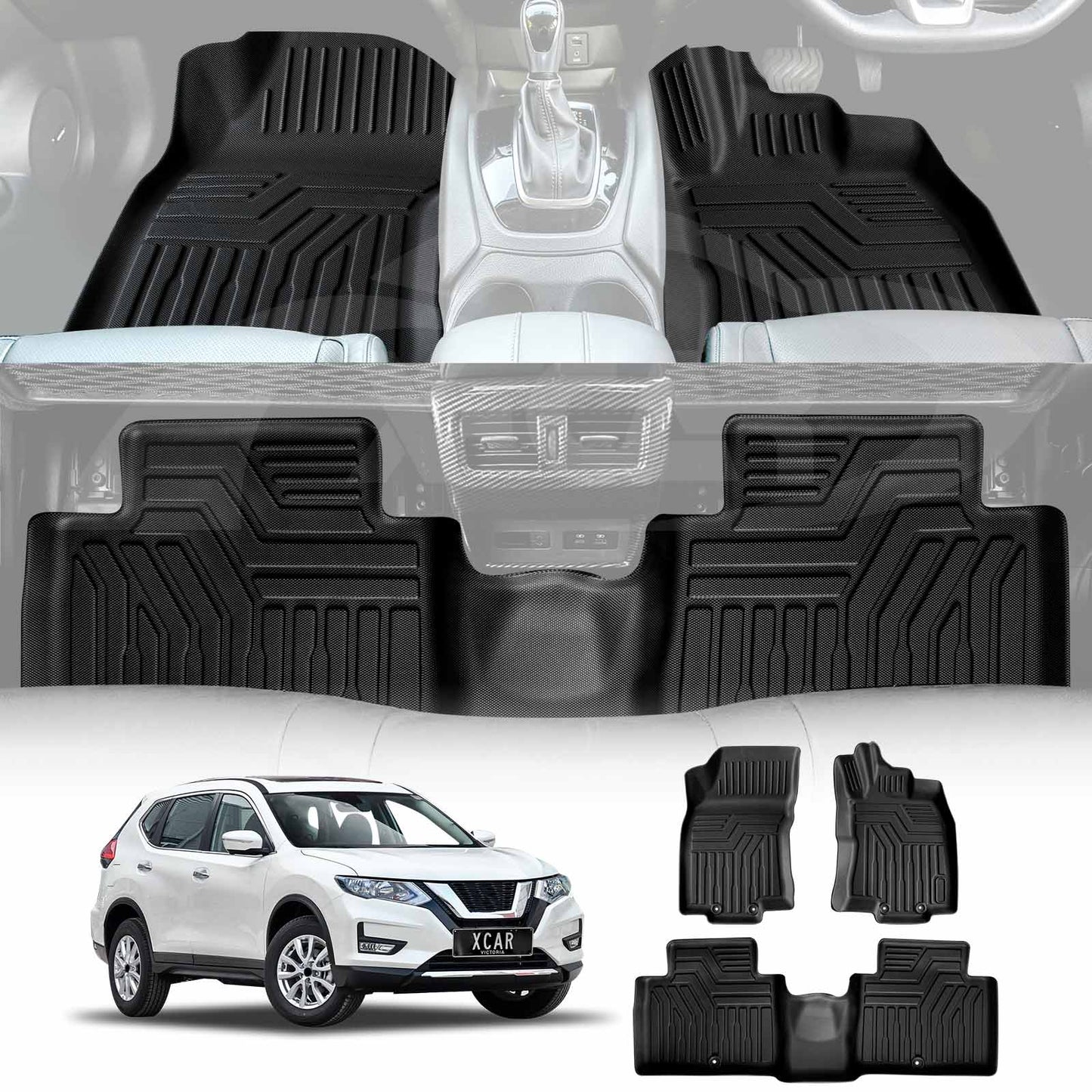 3D All-Weather Floor Mats for Nissan X-trail Xtrail T32 2013-2022 Heavy Duty Customized Car Floor Liners Full Set Carpet