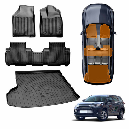 Front Rear Floor Mats Boot Liner for Toyota Kluger 2014-2021 All Weather Heavy Duty Cargo Car Trunk Luggage Tray