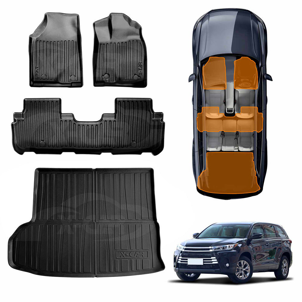 Front Rear Floor Mats Boot Liner for Toyota Kluger 2014-2021 All Weather Heavy Duty Cargo Car Trunk Luggage Tray