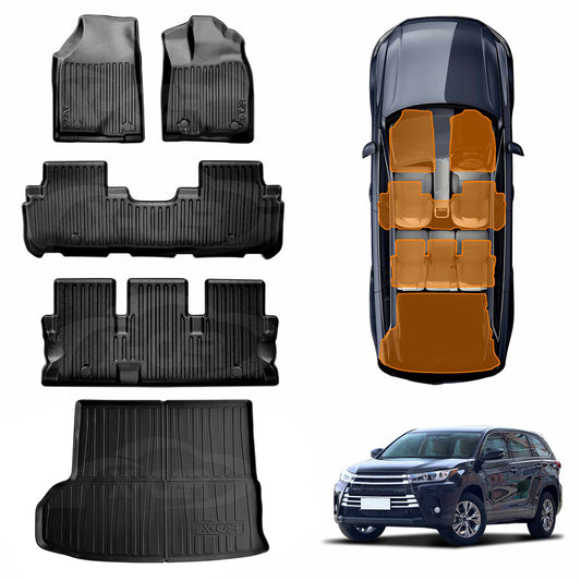 3D Floor Mats Boot Liner Set for Toyota Kluger 2014-2021 All Weather Heavy Duty Cargo Car Trunk Luggage Tray