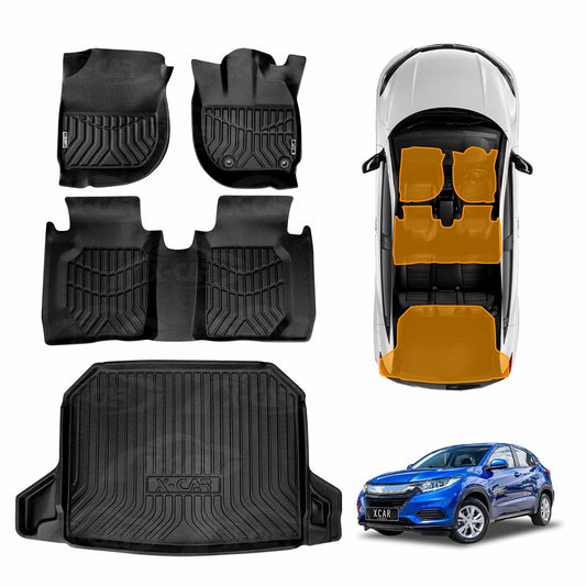 3D All-Weather Floor Mat Boot Liner Carpet for Honda HR-V HRV Vezel 2014-2021 Heavy Duty Cargo Trunk Mat Luggage Tray