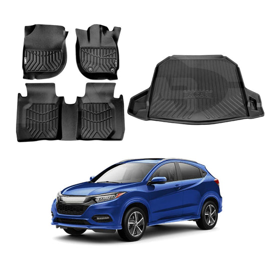 3D All-Weather Floor Mat Boot Liner Carpet for Honda HR-V HRV Vezel 2014-2021 Heavy Duty Cargo Trunk Mat Luggage Tray