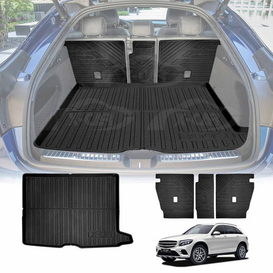 3D All Weather Boot Liner Back Seat Protector Combo for Mercedes-Benz GLC Class 2015-2022 Heavy Duty Car Kick Mats Cover Cargo