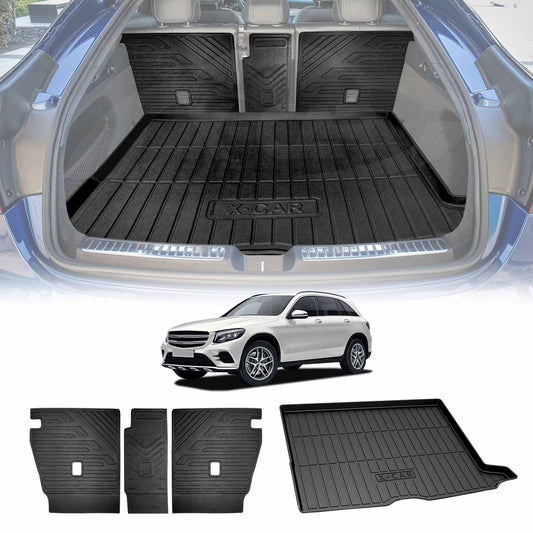 3D All Weather Boot Liner Back Seat Protector Combo for Mercedes-Benz GLC Class 2015-2022 Heavy Duty Car Kick Mats Cover Cargo