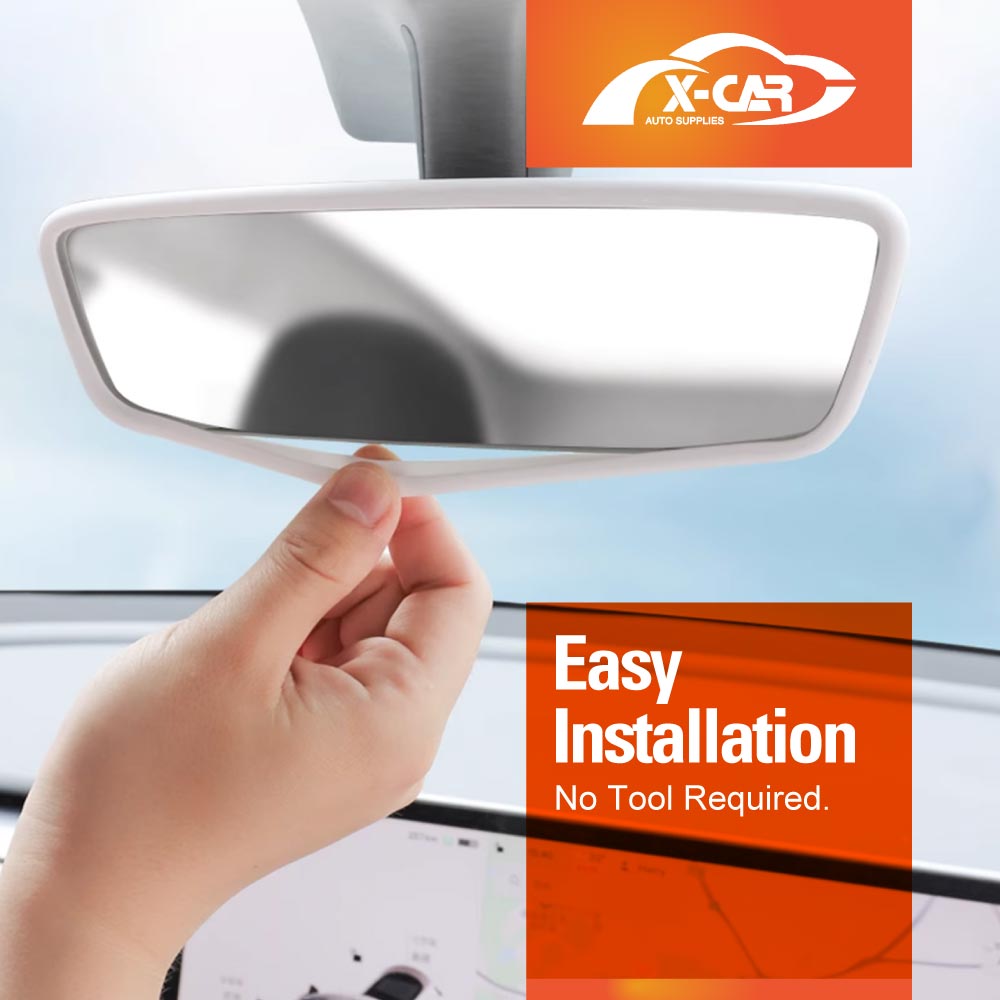 Screen Protector Rearview Mirror Frame for Tesla Model 3 2017-2023 and Model Y 2021-2025 Protection Silicone Cover Case Accessories White