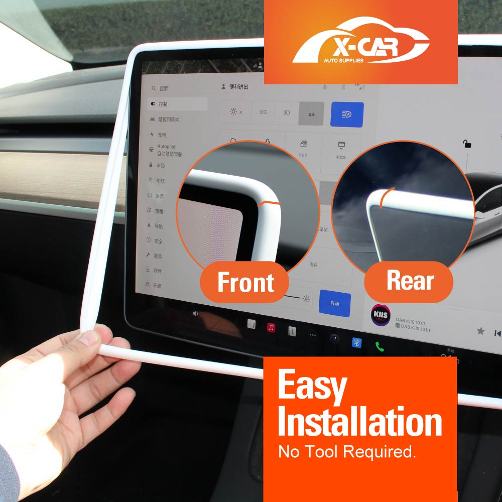 Screen Protector Rearview Mirror Frame for Tesla Model 3 2017-2023 and Model Y 2021-2025 Protection Silicone Cover Case Accessories White