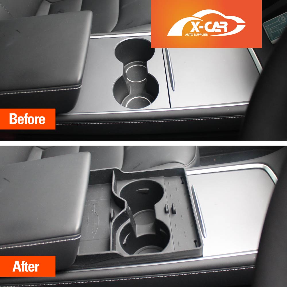 Centre Console SIlicone Cup Holder Insert Tray for Tesla Model 3 2017-2023 and Model Y 2021-2025