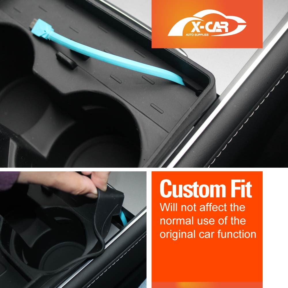 Centre Console SIlicone Cup Holder Insert Tray for Tesla Model 3 2017-2023 and Model Y 2021-2025