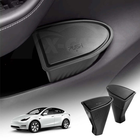 Front Door Side Trash Can for Tesla Model Y 2021-2025 with Lid Storage Bin Set of 2