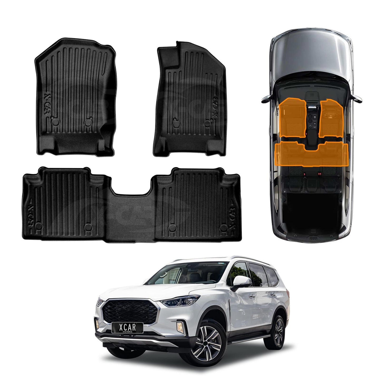 Front Rear Floor Mats for LDV D90 2017-2024 Heavy Duty All Weather Car Mats Carpet Liner Set