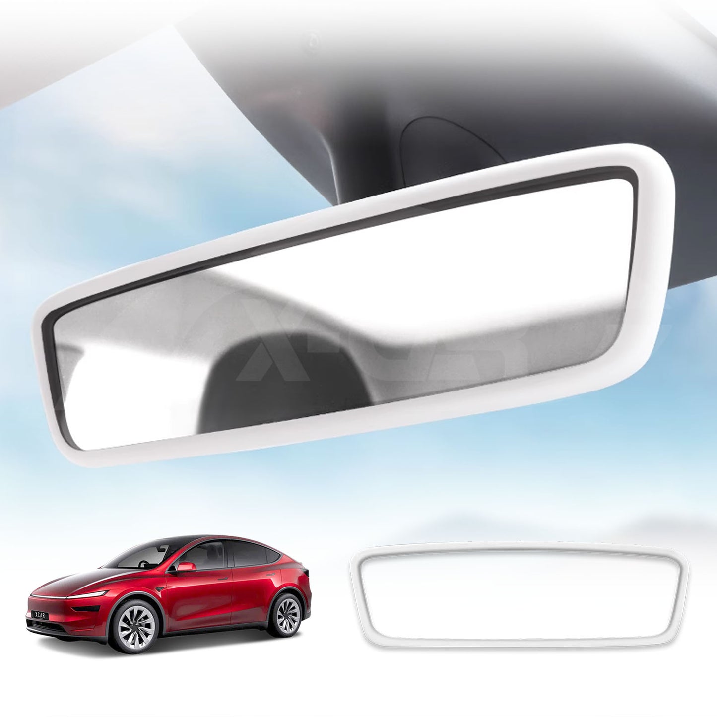 Rearview Mirror Protector Frame for Tesla Model Y Juniper 2025-Onwards Protection Silicone Cover Case Accessories White