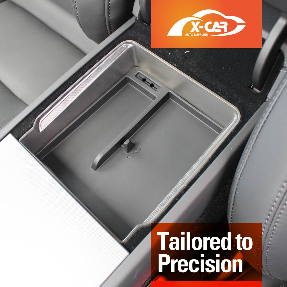 Centre Console Organizer Tray for Tesla Model Y Juniper 2025-Onwards Premium Storage Box Drawer Container with Grey Silicone Mat