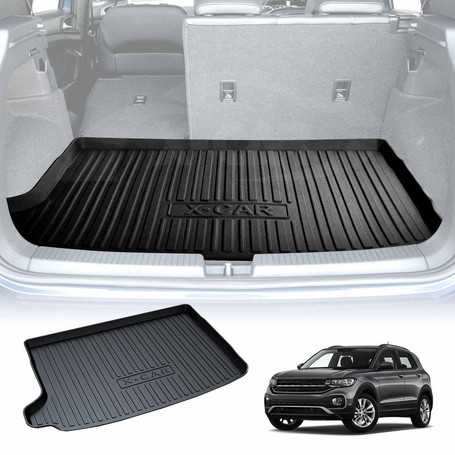 Heavy Duty Cargo Trunk Mat Boot Liner Luggage Tray for Volkswagen T-Cross 2019-Onwards
