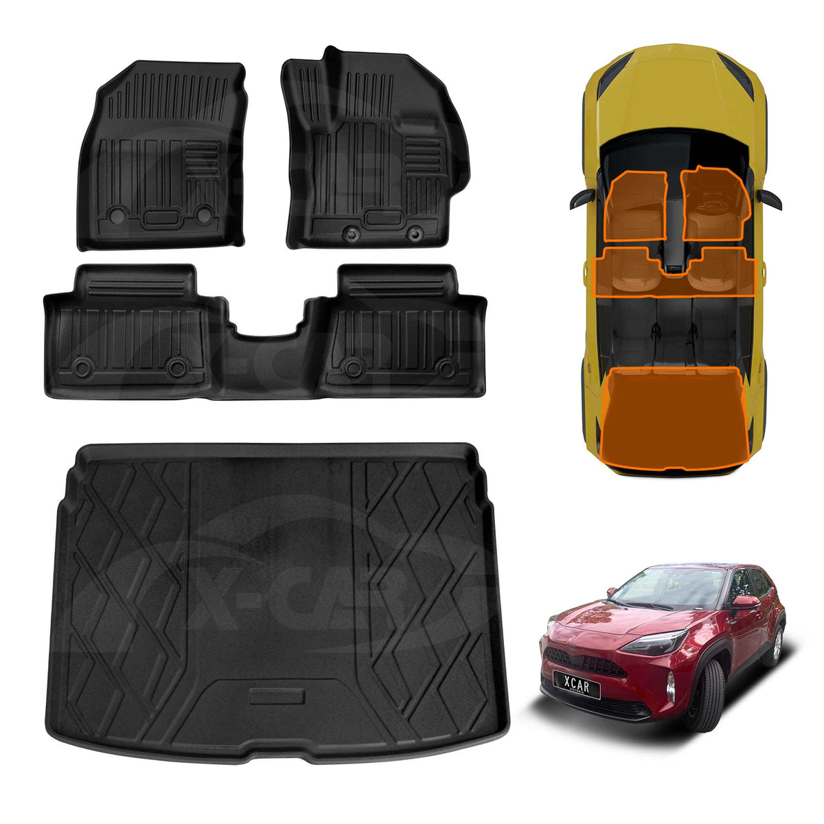 3D Floor Mats Boot Liner for Toyota Yaris Cross MXP Series 2020-Onwards All Weather Heavy Duty Cargo Car Trunk Luggage Tray