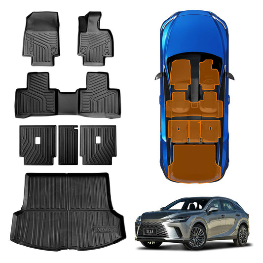 3D Floor Mats Boot Liner Set for Lexus RX350 RX350h RX500h 2022-Onwards All Weather Heavy Duty Cargo Kick Back Seat Protector Cover