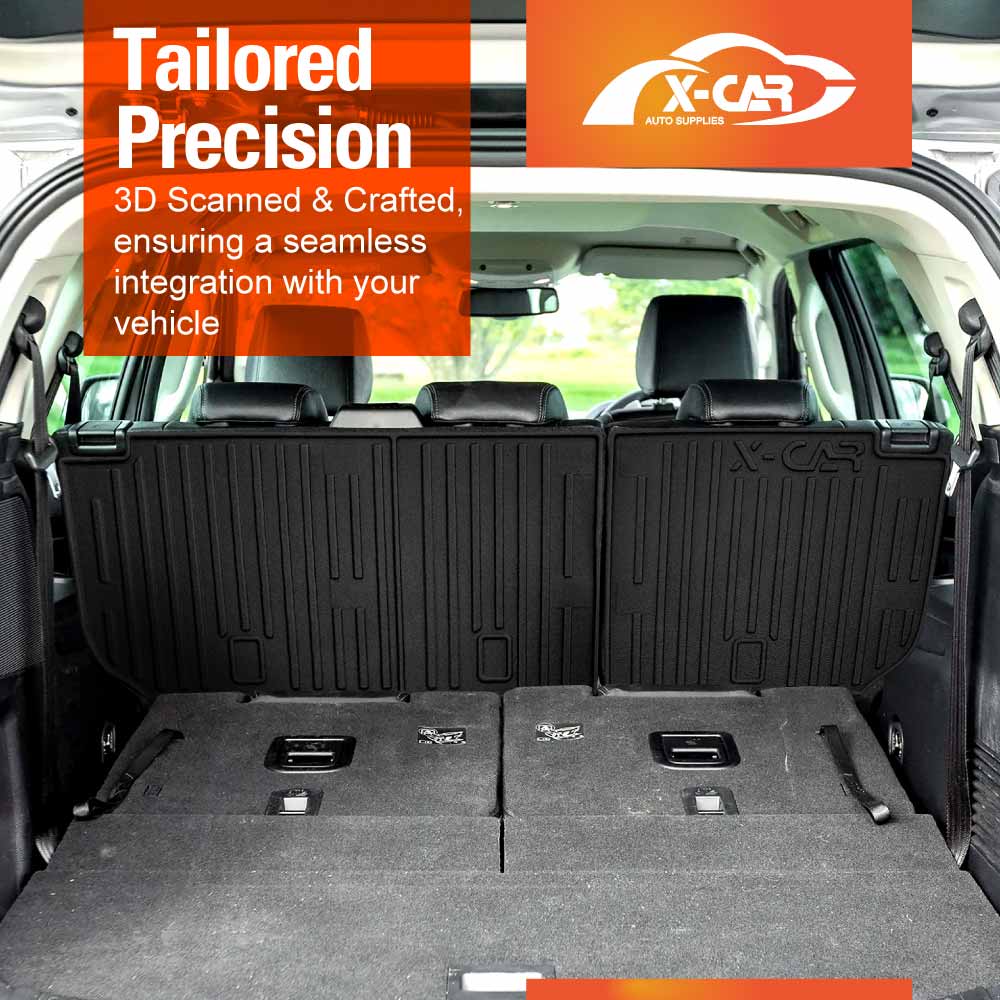 3-Pcs Boot Liner Floor Mats Set for Ford Everest 2015-2022 All Weather Heavy Duty Cargo Kick Mats Back Seat Protector Cover