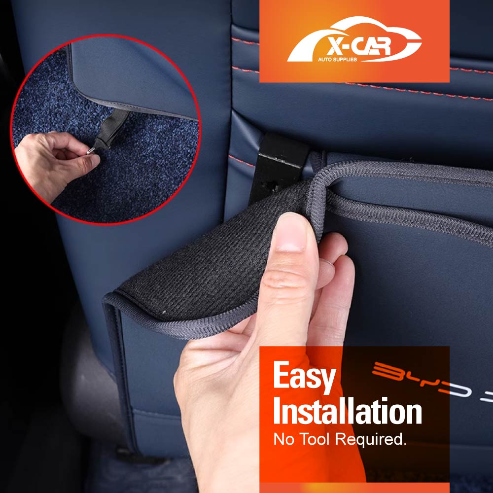 BYD Atto 3 2022-2025 Car Seat Back Protectors Anti-Kick Mats PU Leather Cover Set of 2