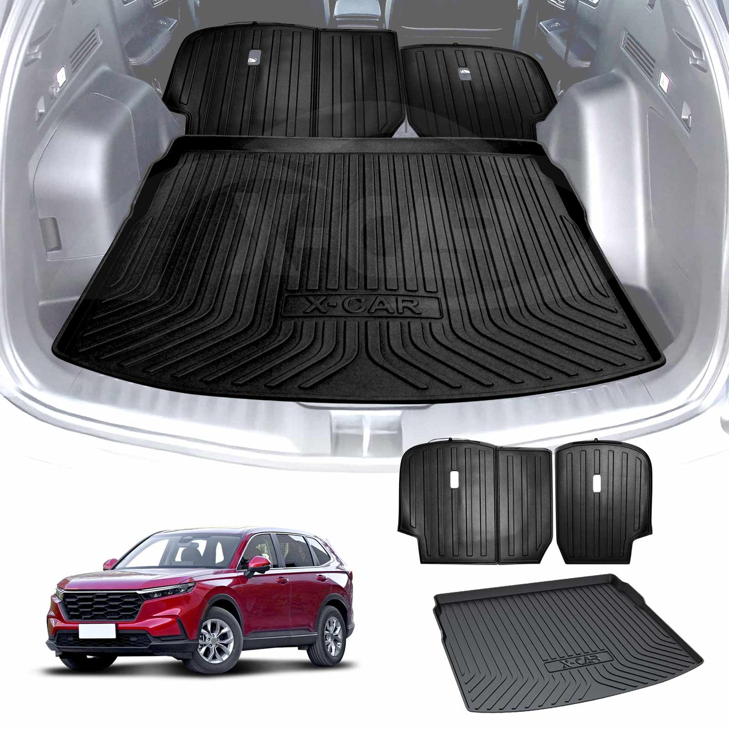 Boot Liner Set for Honda CR-V 5-Seat CRV 2023-Onwards All Weather Heavy Duty Car Trunk Back Seat Protector Cargo Kick Mats