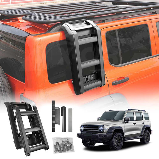 GWM Tank 300 2023-2025 Foldable Liftable Side Ladder Protective Frame Exterior Modification Accessories Aluminum Alloy Black