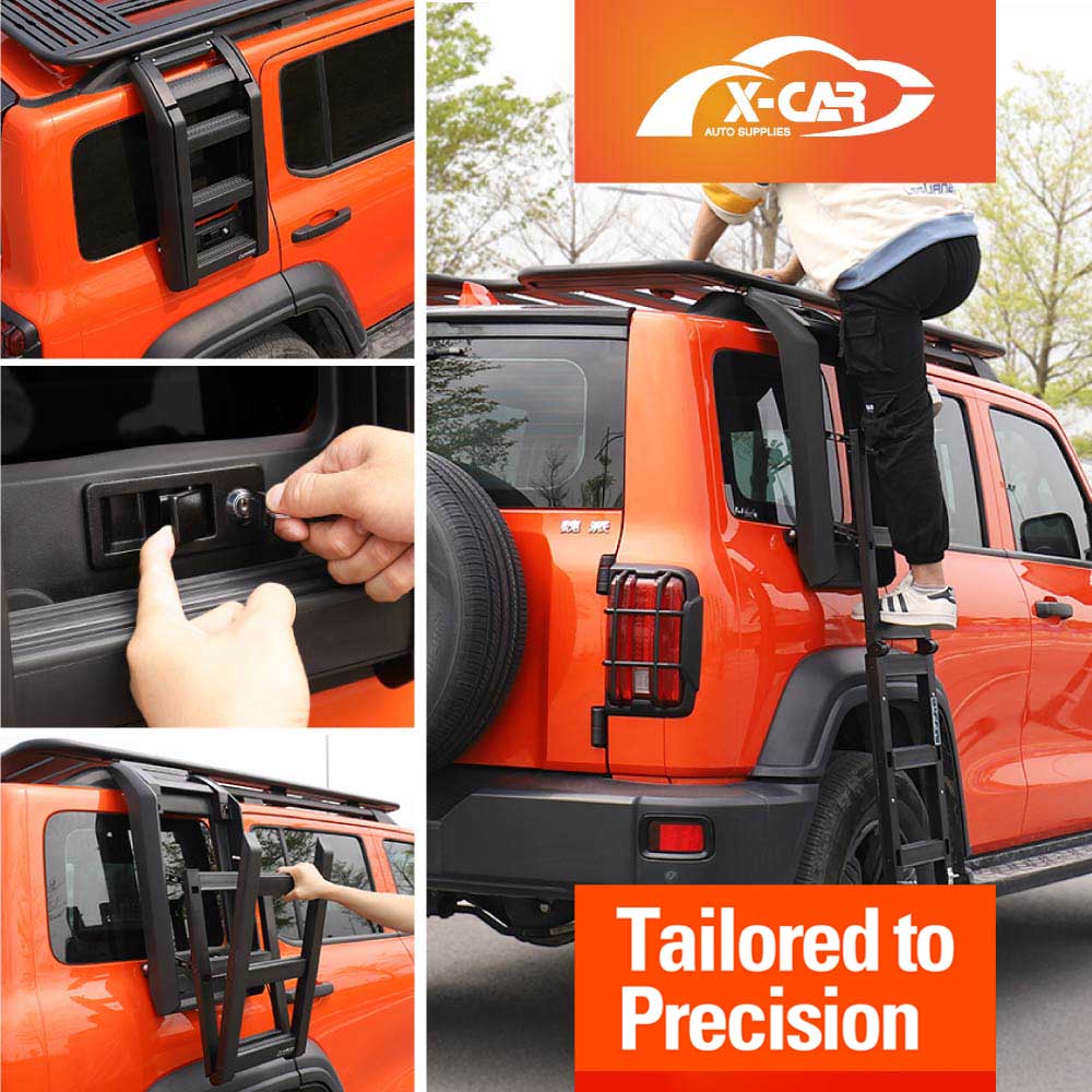 GWM Tank 300 2023-2025 Foldable Liftable Side Ladder Protective Frame Exterior Modification Accessories Aluminum Alloy Black