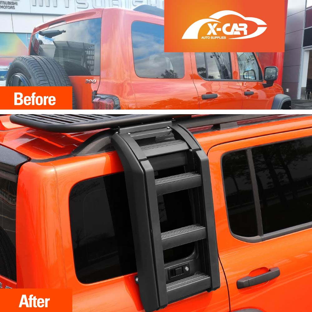 GWM Tank 300 2023-2025 Foldable Liftable Side Ladder Protective Frame Exterior Modification Accessories Aluminum Alloy Black