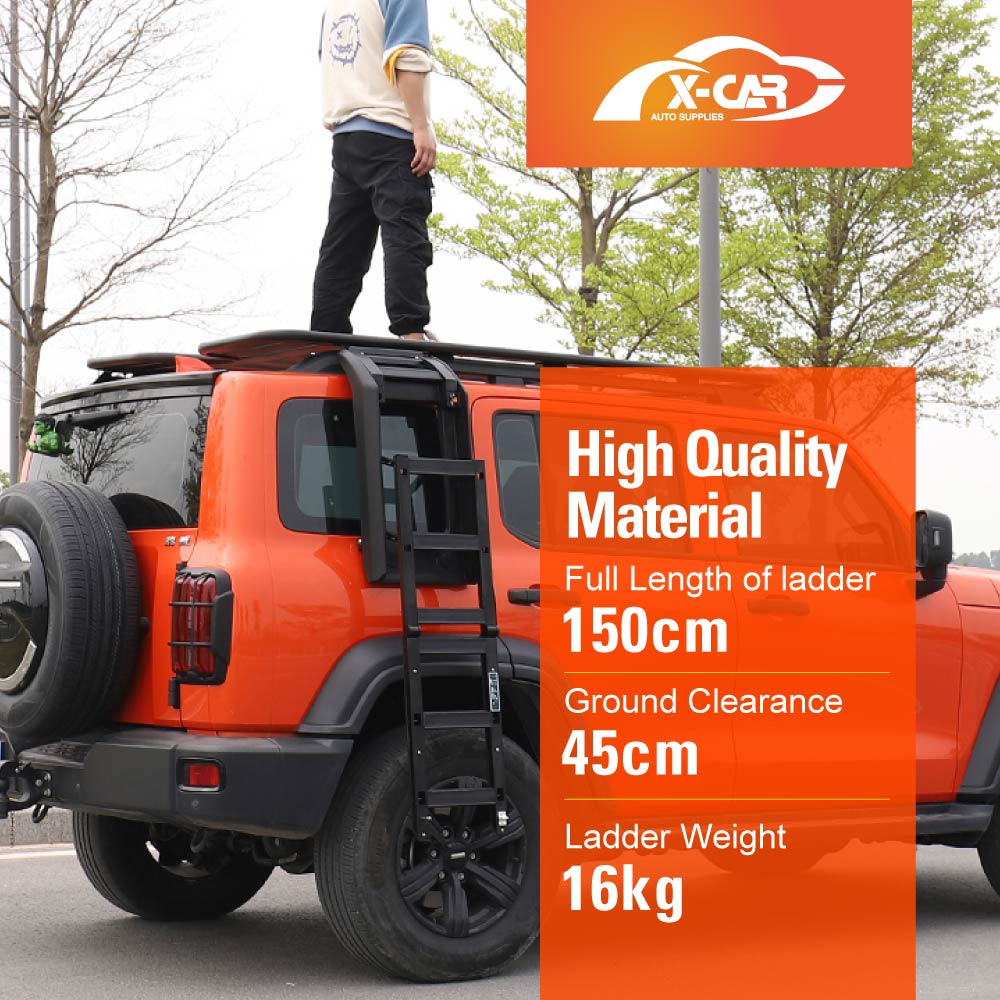 GWM Tank 300 2023-2025 Foldable Liftable Side Ladder Protective Frame Exterior Modification Accessories Aluminum Alloy Black