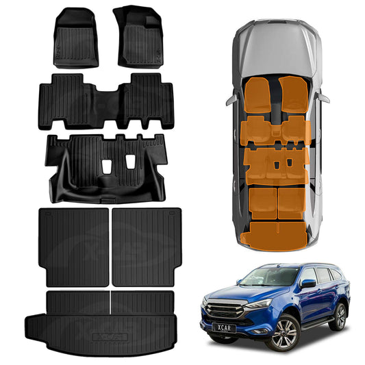 3D All-Weather Floor Mat Boot Liner Carpet for Isuzu MU-X MUX 2022-2025 Heavy Duty Cargo Trunk Mat Luggage Tray