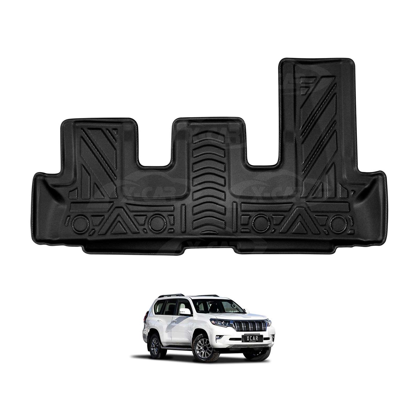 Third Row Seat Floor Mat for Toyota Prado 150 Series 7 Seater 2009-2024 Heavy Duty All Weather Car Mats Carpet Liner Set