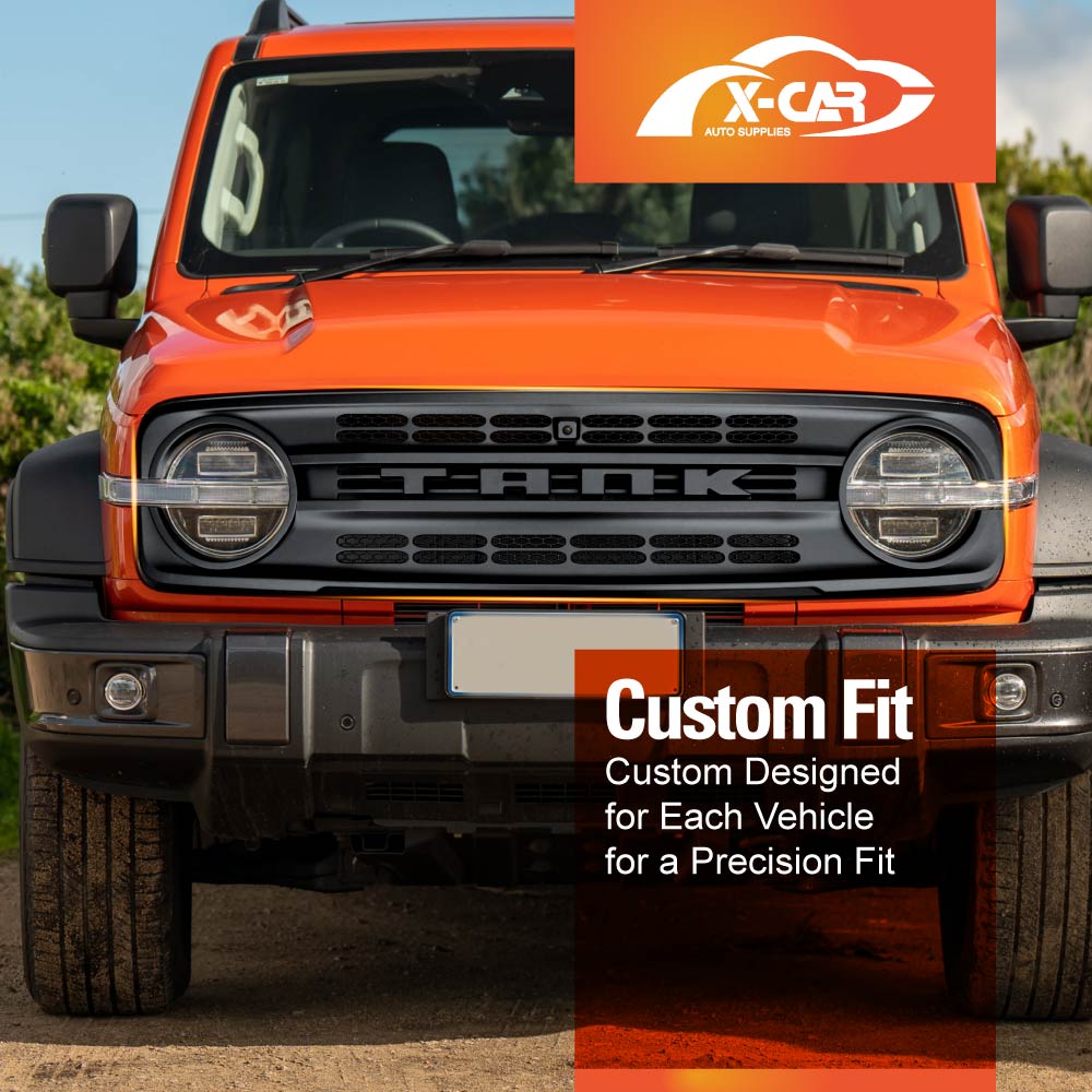 Front Bumper Grille With LED light for GWM Tank 300 2023-2025 Mesh Frame Exterior Modification Accessories