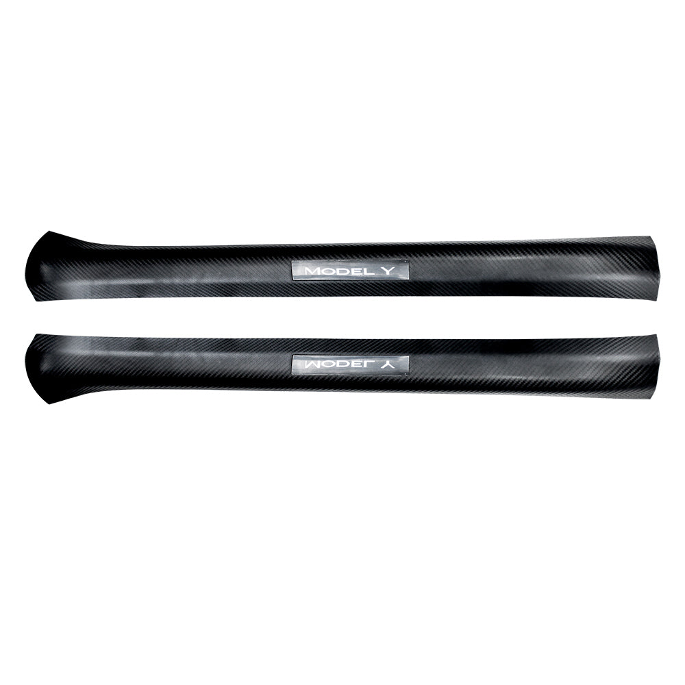 Carbon Fiber Style Front Door Sill Protector for Tesla Model Y 2021-2025 Door Entry Guard