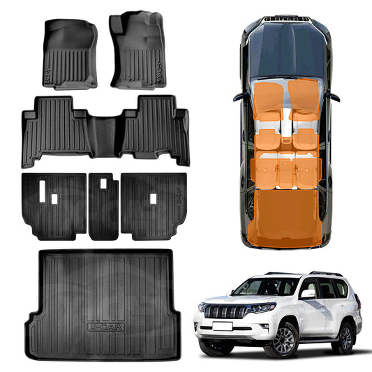 3D Boot Liner Cargo Kick Floor Mats Carpet for Toyota Prado 150 Series 7 Seats 2009-2024 Heavy Duty Car Mats Cover