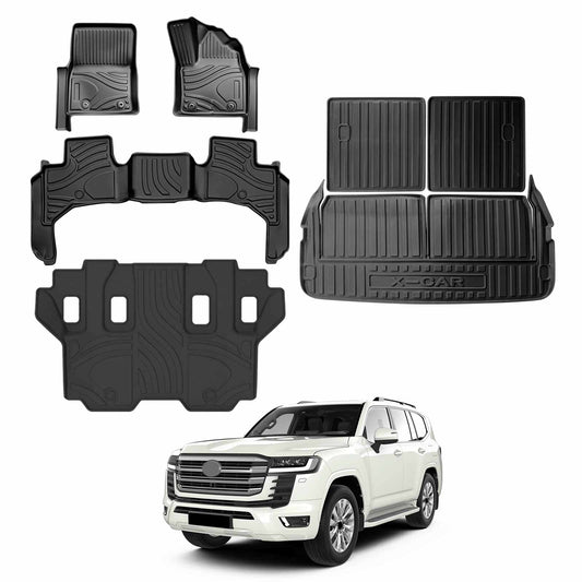 3-Pcs Boot Liner & Floor Mats for Toyota Landcruiser 300 LC300 2021-2025 Heavy Duty Cargo Trunk Mat Luggage Tray