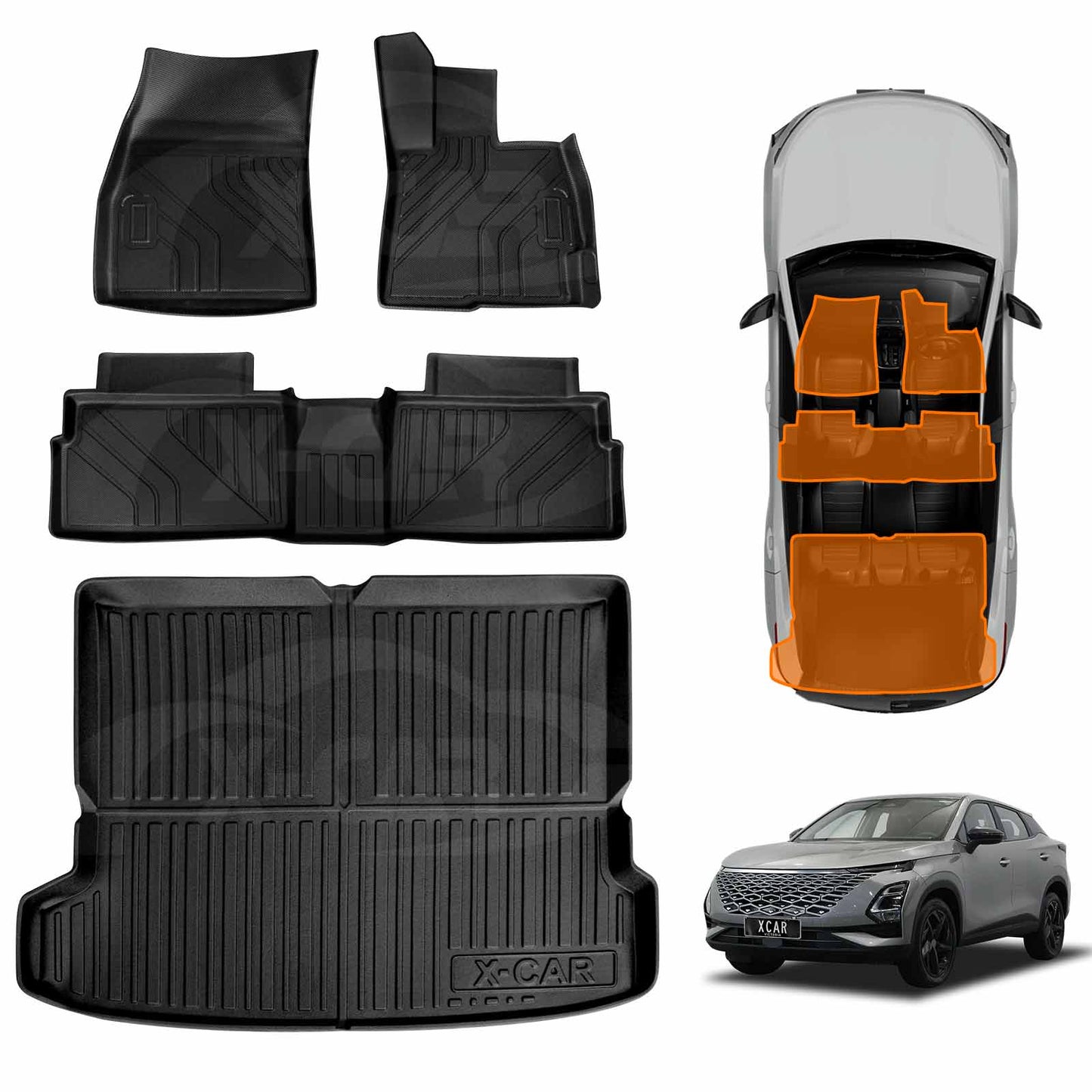 3D Floor Mats Boot Liner for Chery OMODA 5/5 GT 2023-Onwards All Weather Heavy Duty Cargo Car Trunk Luggage Tray
