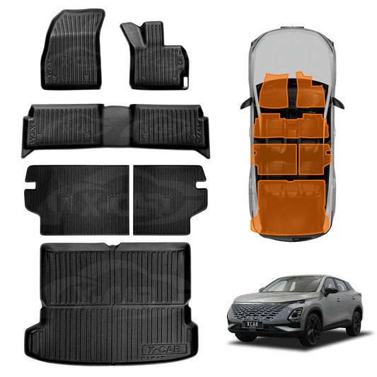 3D Floor Mats Boot Liner Set for Chery OMODA 5/5 GT 2023-Onwards All Weather Heavy Duty Cargo Kick Mats Back Seat Protector Cover