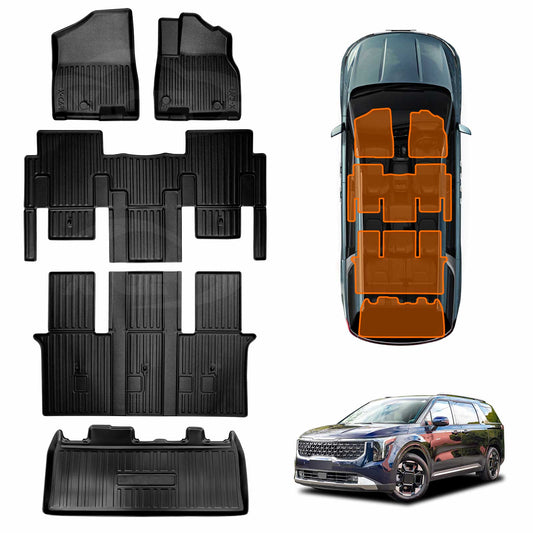 3D Floor Mats Boot Liner Set for Kia Carnival KA4 Series 2020-Onwards All Weather Heavy Duty Cargo Car Trunk Luggage Tray