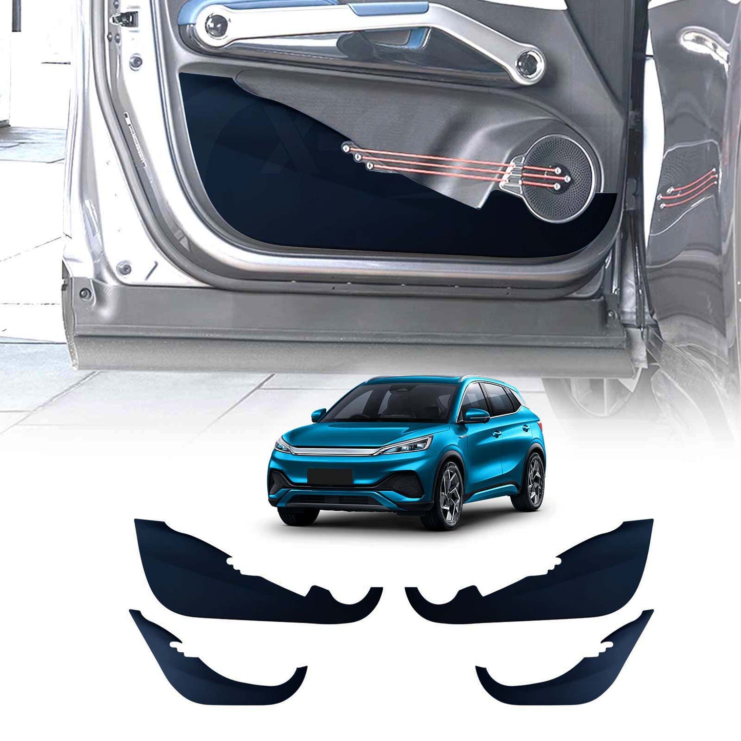 Premium PU leather Car Door Anti-Kick Pad Cover for BYD Atto 3 2022-2025 Protection Film Mat