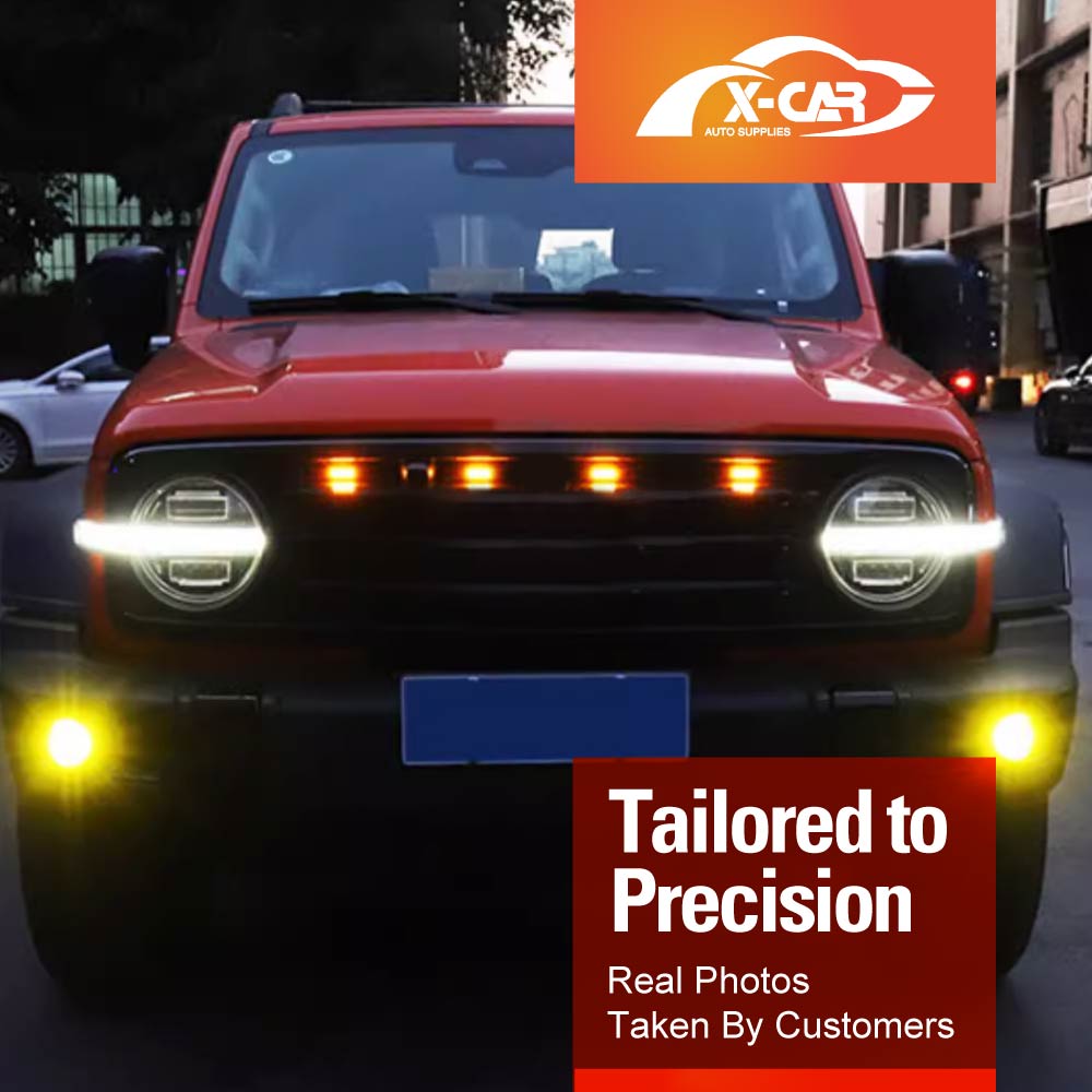 Front Bumper Grille With LED light for GWM Tank 300 2023-2025 Mesh Frame Exterior Modification Accessories