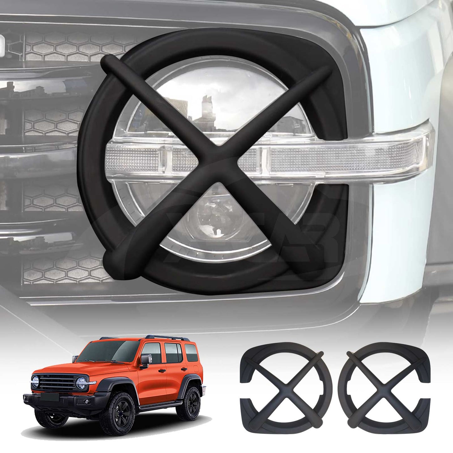 Head Light Trim for GWM Tank 300 2023-2025 Matt Black Front Light Frame Cover Guard Set of 2