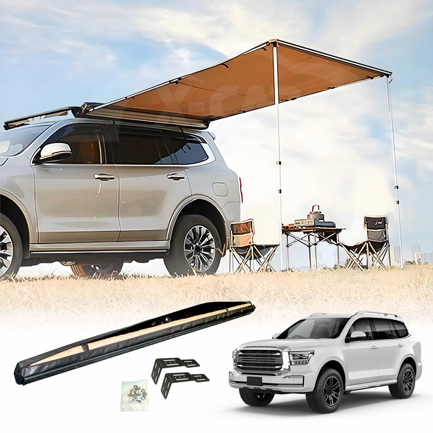 Car Side Awning UV Waterproof Camping Shade for GWM Tank 500 Tank500 2024-2025 4WD Durable Sunshade