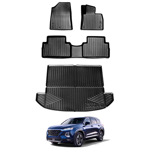 3D All-Weather Car Boot Liner Floor Mats for Hyundai SantaFe Santa Fe 2018-2023 Heavy Duty Trunk Cargo Mat Carpet Liners Accessories