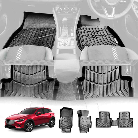 3D All-Weather Floor Mats for Mazda CX-3 CX3 2015-2025 Heavy Duty Customized Car Floor Liners Full Set Carpet