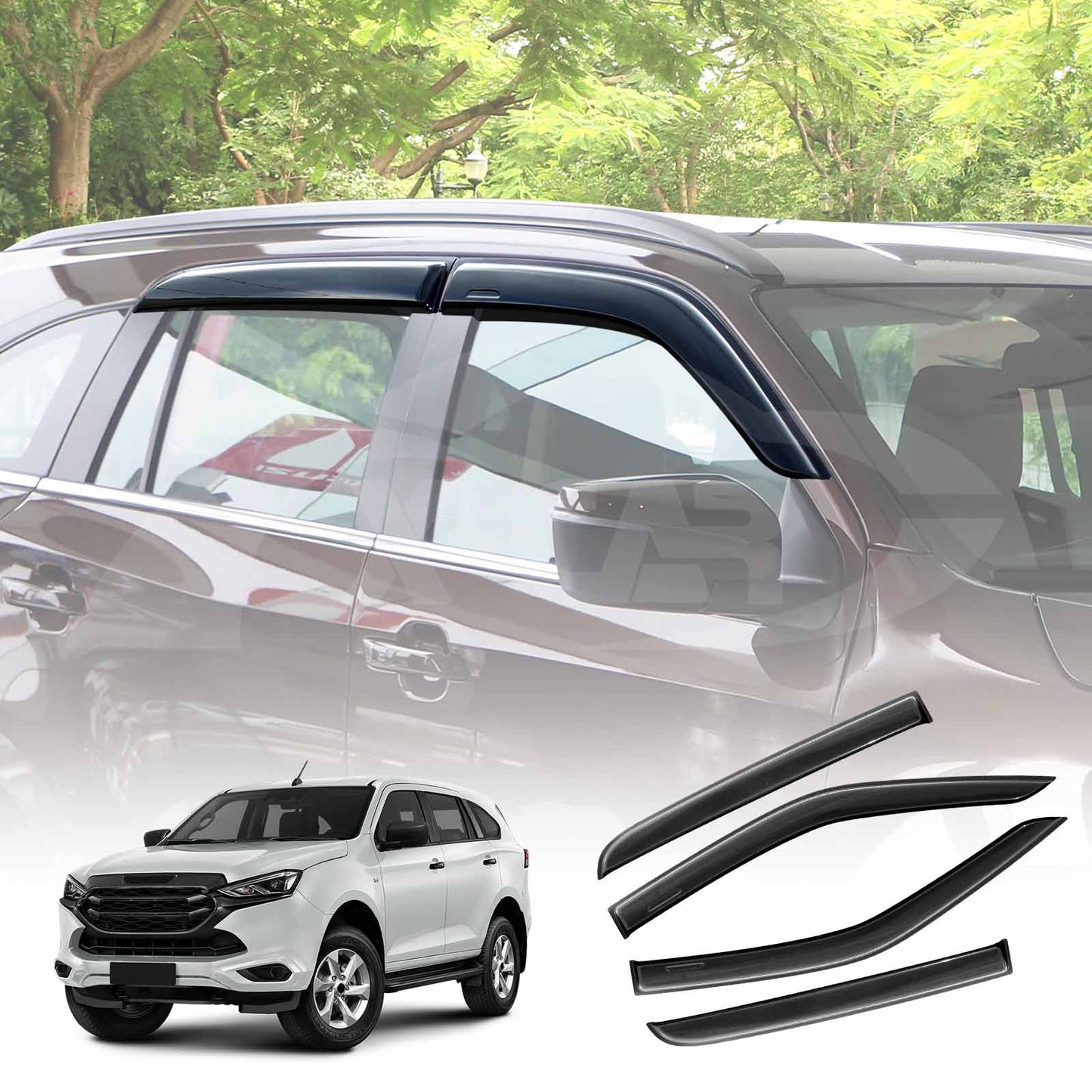 Weathershields for Isuzu MU-X MUX 2022-2025 Car Weather Shields Wind Deflectors Window Sun Visor 4 Pcs