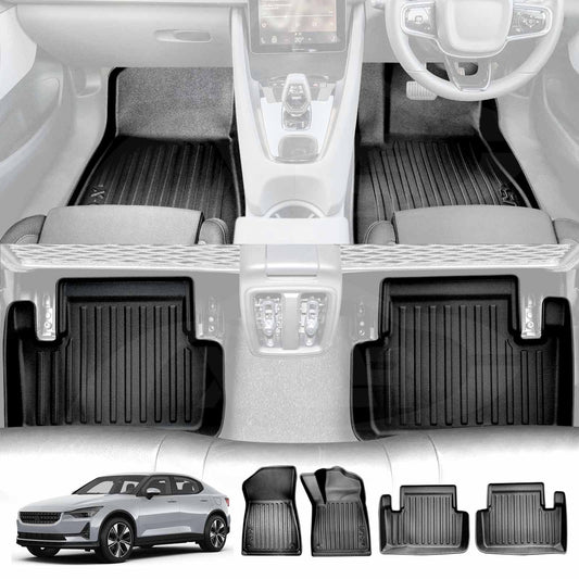 3D Car Mats for Polestar 2 2021-2025 Heavy Duty All Weather Floor Liner Complete Set Front Rear 2 Row Seat