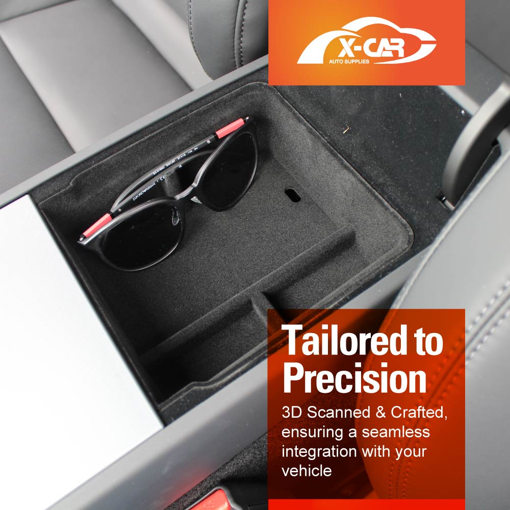 Centre Console Mid Organizer Tray for Tesla Model Y Juniper 2025-Onwards with Flocking liner