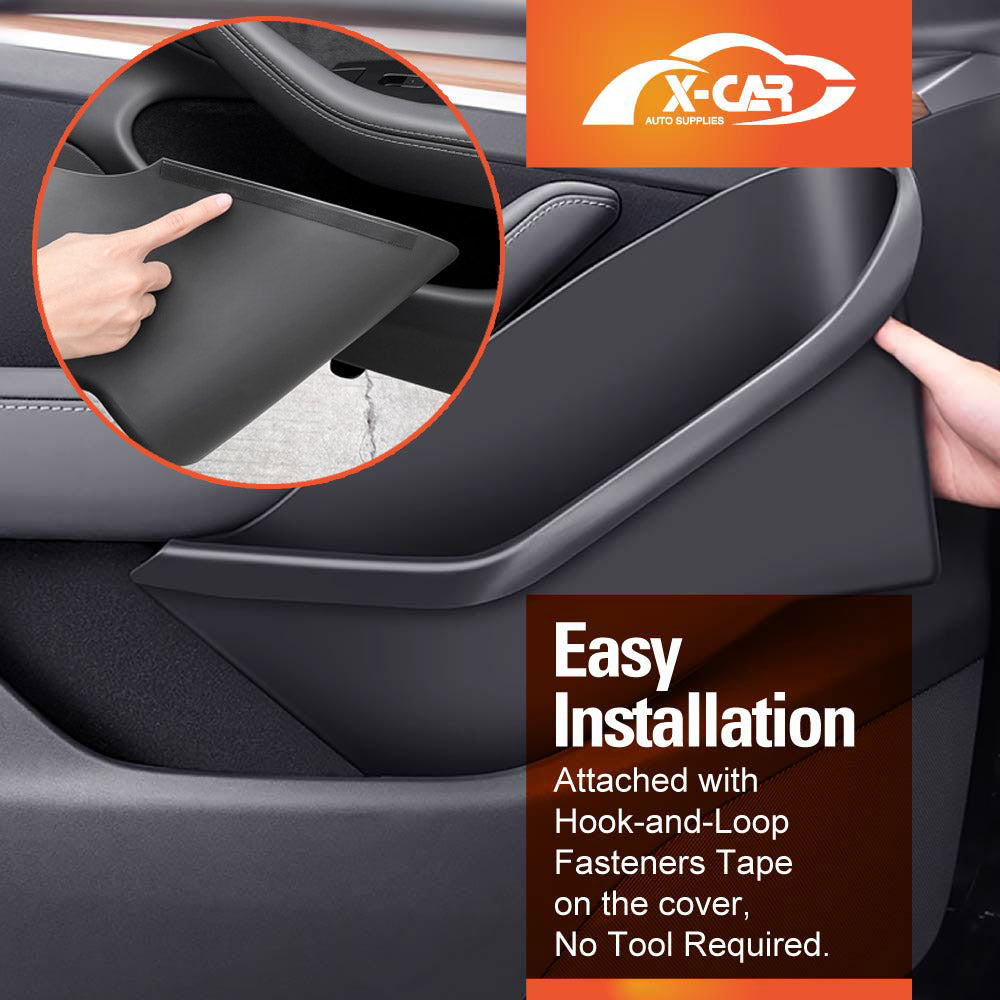 Door Side Storage Box for Tesla Model Y Juniper 2025-Onwards Full Cover Organizer Tray Front & Rear Door Pockets Accessories Set of 4
