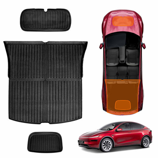 Interior Boot Liners Set for Tesla Model Y Juniper 2025-Onwards All Weather Front Toolbox Cargo Car Trunk Mats Cover Luggage Tray